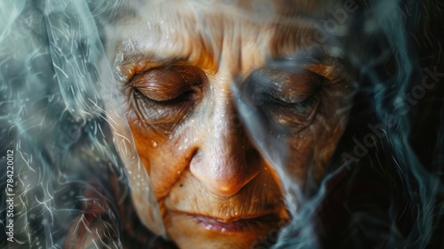An image of a woman crying at a funeral ceremony generated by artificial intelligence