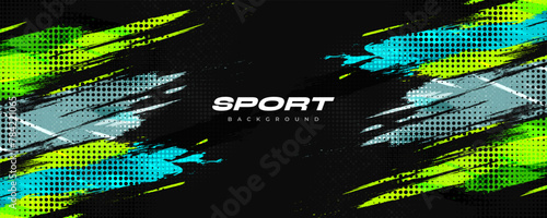 Sport Background with Grunge Brush Texture and Halftone Effect