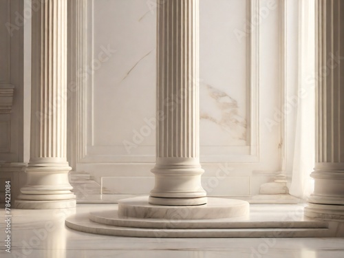 background of white Roman marble columns. generative ai