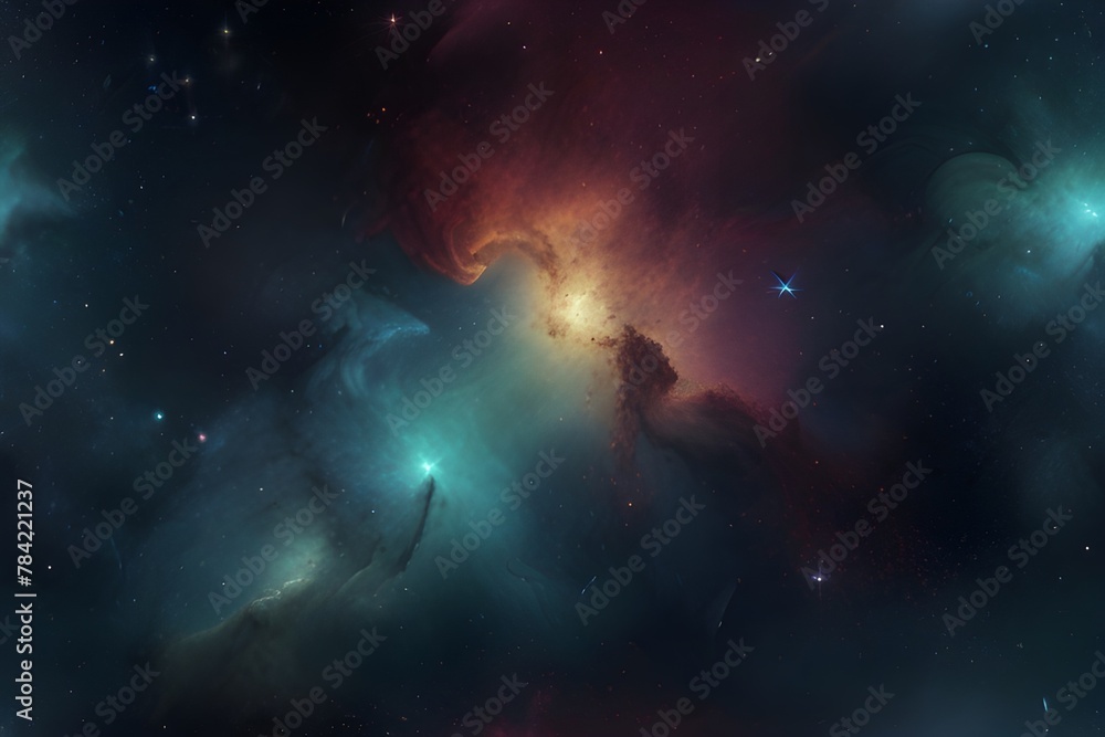 Nebula in deep space with stars. Generative AI