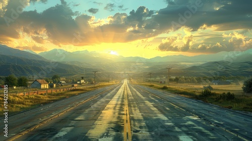 photorealistic highway on town background Generated with Ai tools