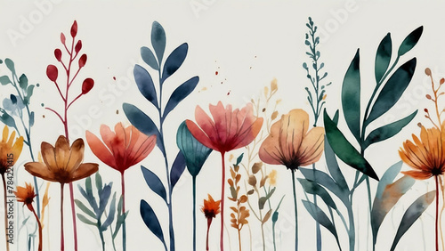 Hand painted watercolor floral pattern peach tones vector design in eps 10