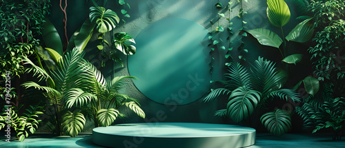 green background podium Green 3d product