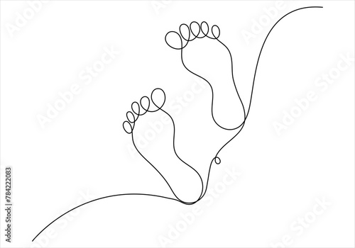 
Continuous one line drawing of human bare footprint vector illustration 