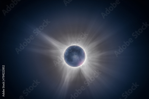 Total solar eclipse with detailed corona and moon