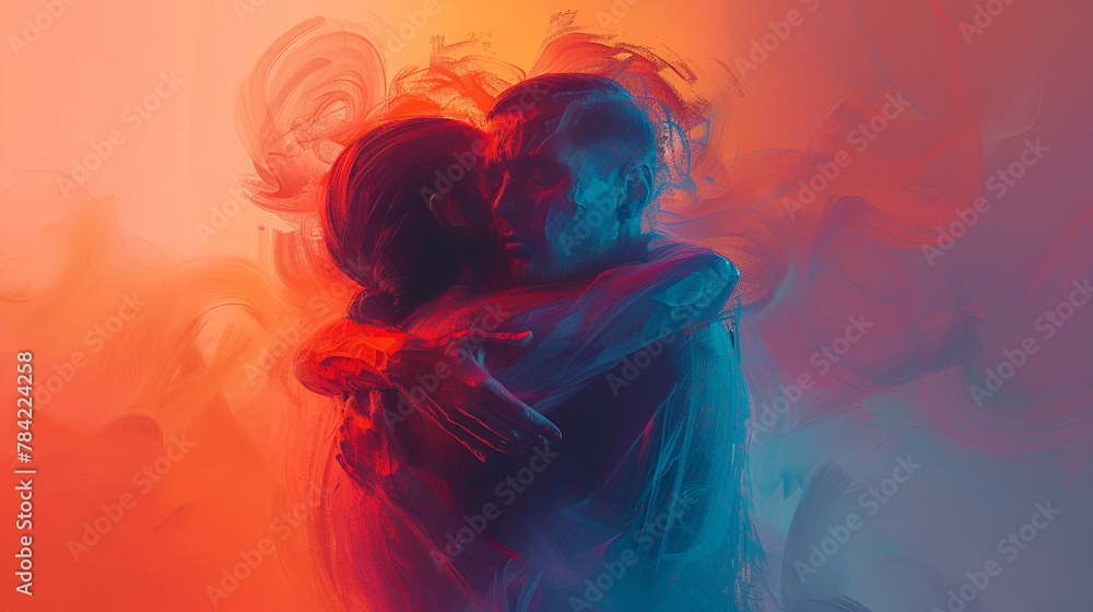 mental illness person hugging themselves digital art illustration, generative Ai
