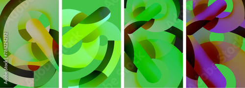A collage of vibrant colored circles on a green background resembling a work of art. The circles are arranged in a pattern similar to a terrestrial plant, creating a visually engaging composition