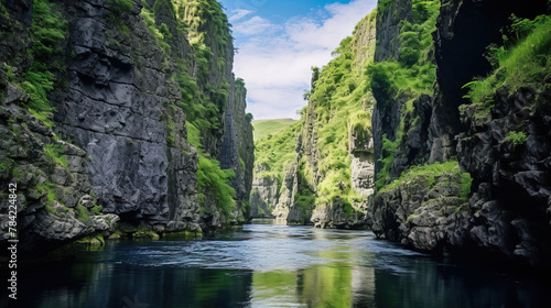 river in the mountains.