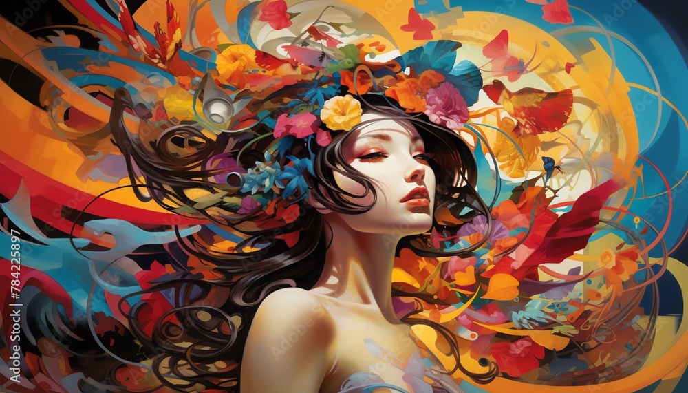 Traditional Art Medium, Capture the essence of artificial intelligence breakthroughs through the eyes of characters from classic literature in a dynamic and abstract composition, using vibrant colors Traditional Art Medium, Capture the essence of artificial intelligence breakthroughs through the eyes of characters from classic literature in a dynamic and abstract composition, using vibrant colors