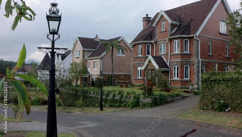 A traditional british house architecture. Colonial style suburb in Sri Lanka.