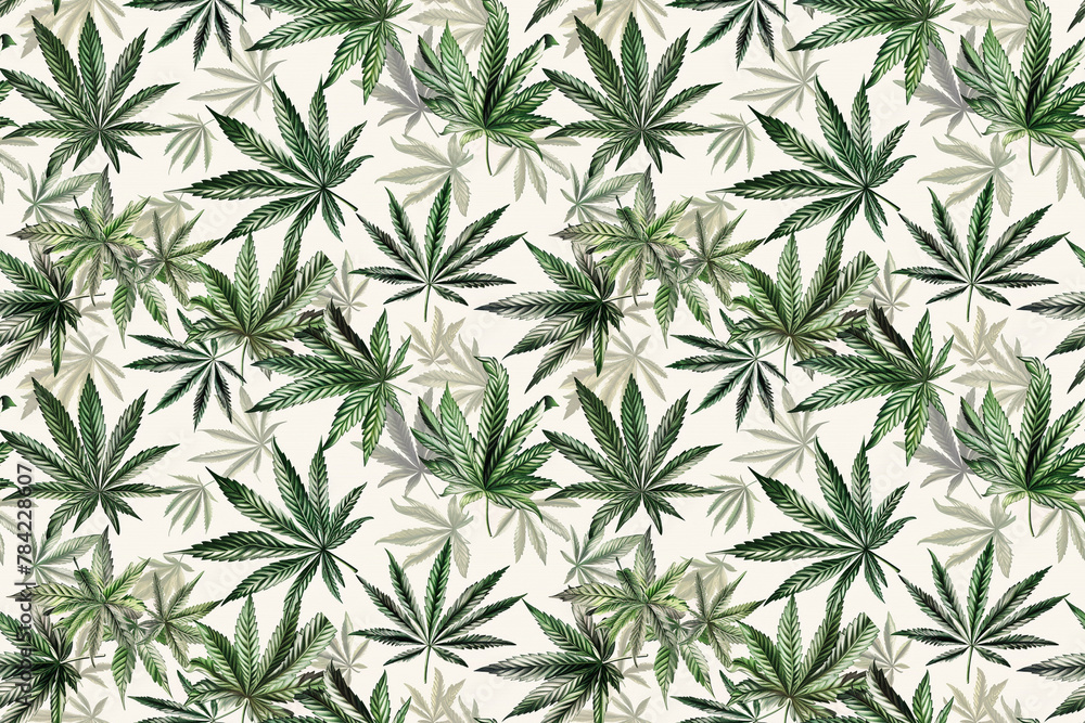 Cannabis leaf pattern on an off-white background