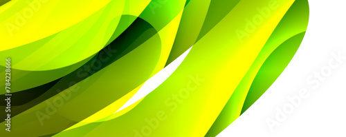 A closeup of a vibrant green and yellow swirl, resembling a pattern of a terrestrial plants leaf or flower petals on a white background, captured in macro photography