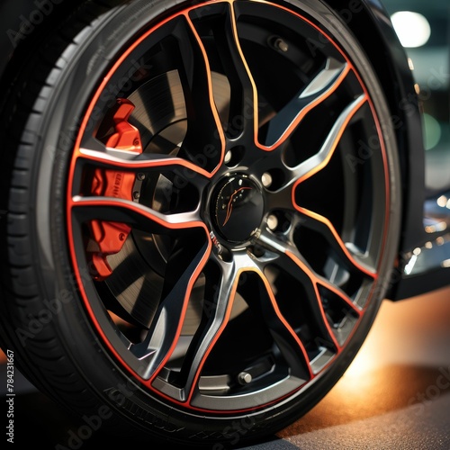 Precision-engineered wheel upgrade close-up, showcasing style and enhanced traction on a racetrack