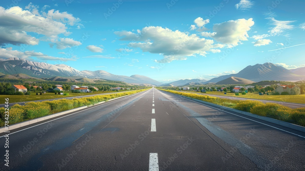 photorealistic highway on town background Generated with Ai tools