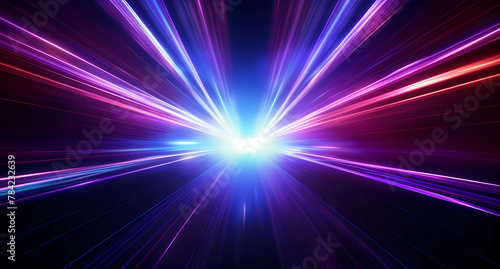 colorful light rays with purple and blue neon lines flying in space © Food gallery