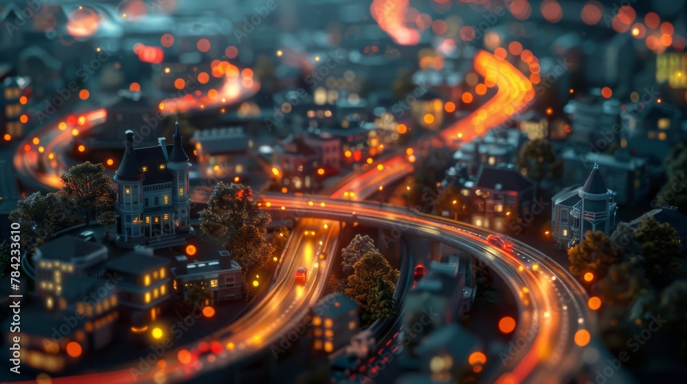 photorealistic highway on town background Generated with Ai tools photorealistic highway on town background Generated with Ai tools