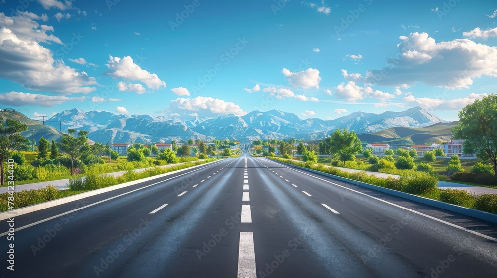 photorealistic highway on town background Generated with Ai tools photorealistic highway on town background Generated with Ai tools