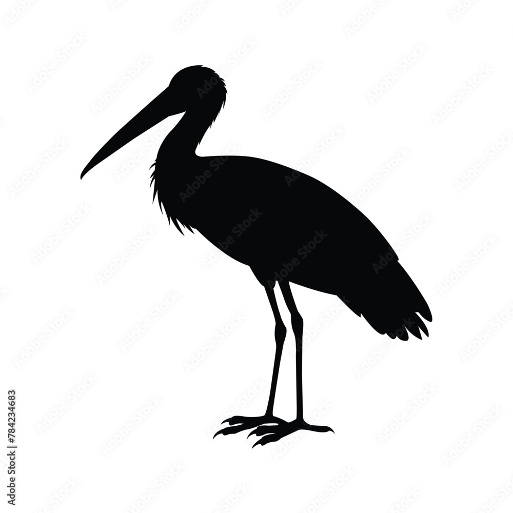 Fototapeta premium silhouette of a stork bird on white
