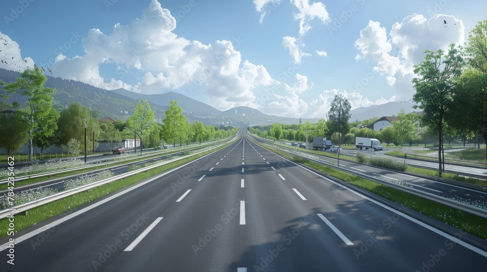 Fototapeta premium photorealistic highway on town background Generated with Ai tools