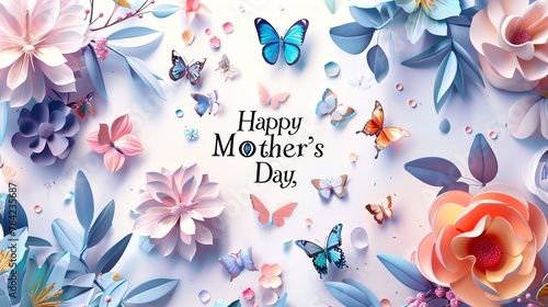 celebrating happy mother's day with arms holding each others and be surrounded by carnation flowers.VECTOR