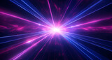 purple and blue laser beams flying in space