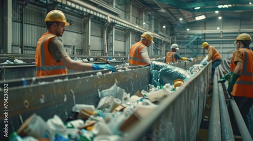 Workers Recycling at Modern Facility