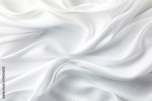 Closeup of rippled white silk fabric cloth texture. 3d render illustration