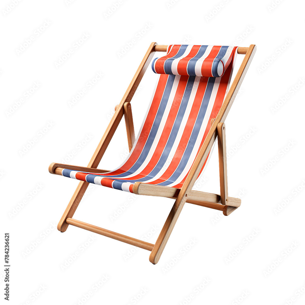 illustration of Chair-beach umbrella, Isolated on transparent PNG background, Generative ai