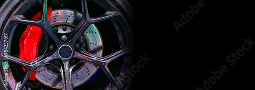Car alloy wheel and disc-brake sport car,copy space