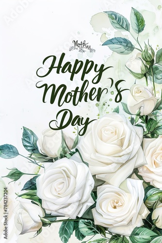 celebrating happy mother's day with arms holding each others and be surrounded by carnation flowers.VECTOR