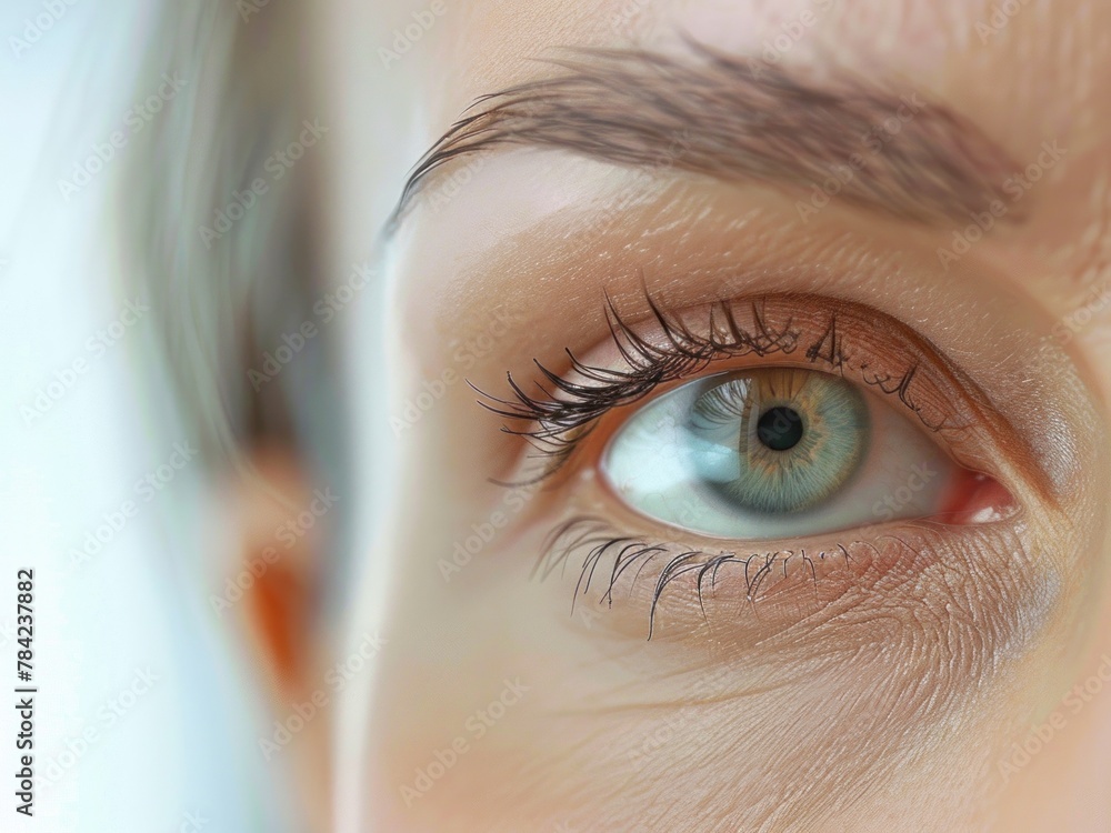 Close up portrait of a bright eye. Senior woman.