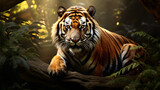 Tiger in the woods,Forest landscape