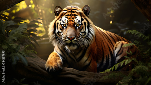 Tiger in the woods Forest landscape