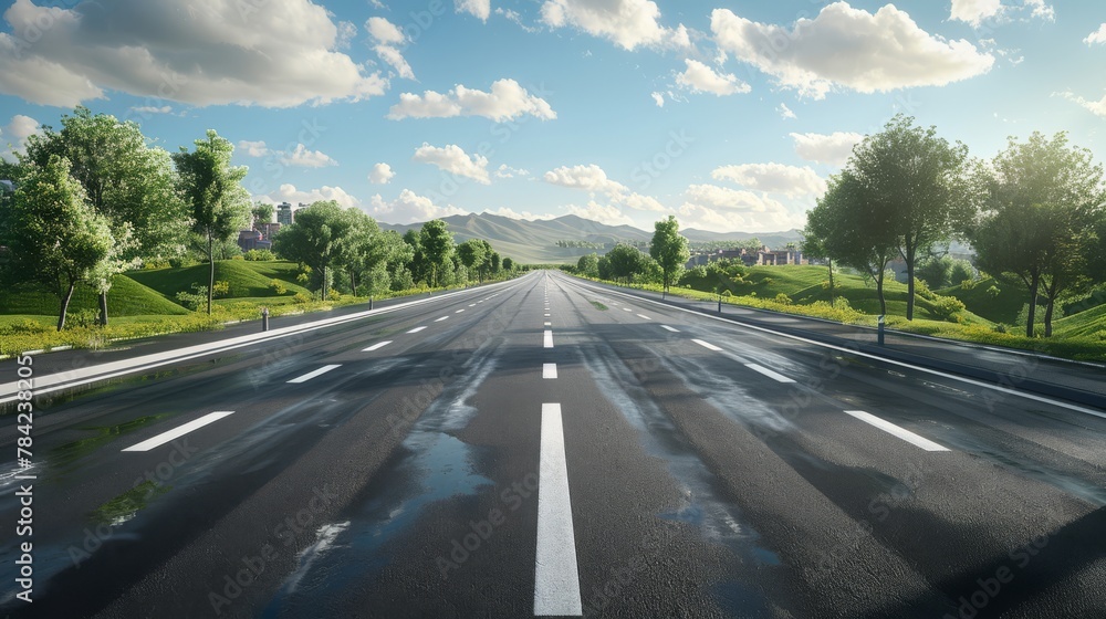 Fototapeta premium photorealistic highway on town background Generated with Ai tools