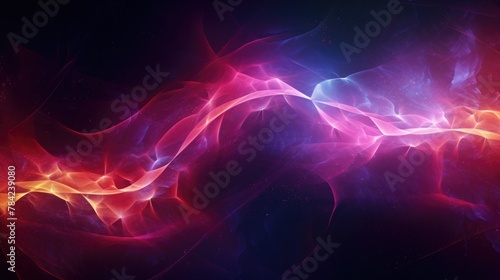 Abstract background with intersecting streaks of orange, pink and purple light 