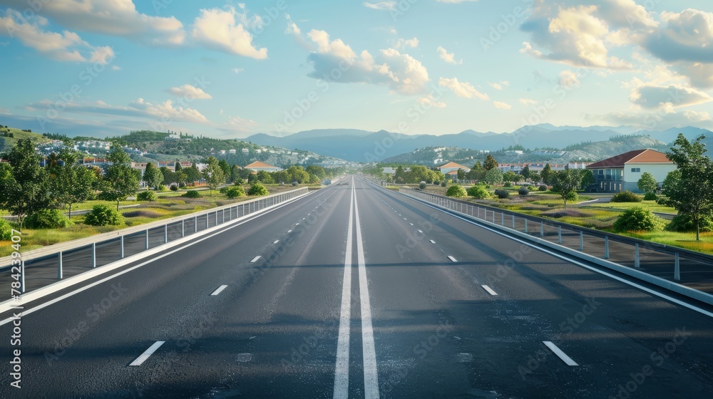 Fototapeta premium photorealistic highway on town background Generated with Ai tools