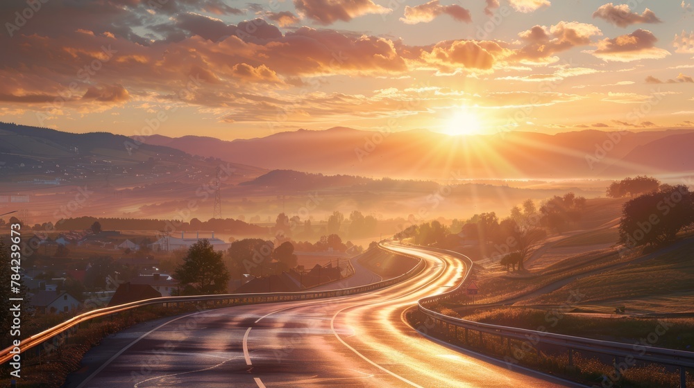 Fototapeta premium photorealistic highway on town background Generated with Ai tools