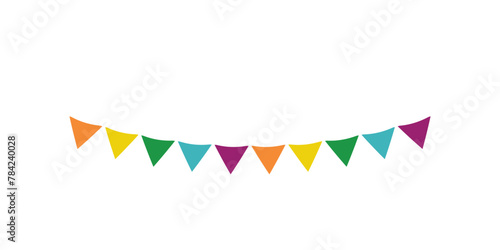 Cinco de mayo flag element. Cinco de mayo flags. Party colorful perspective flag isolated on transparent background photo