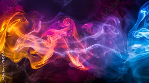 the beauty and drama of colored smoke against a velvety black background © Катерина Спіжевска