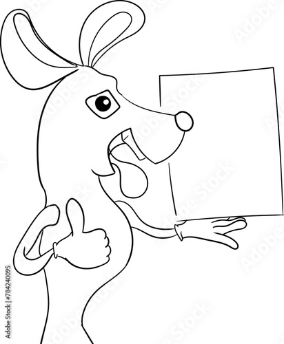 Funny mouse or cartoon eared animal with a poster or place to insert text.