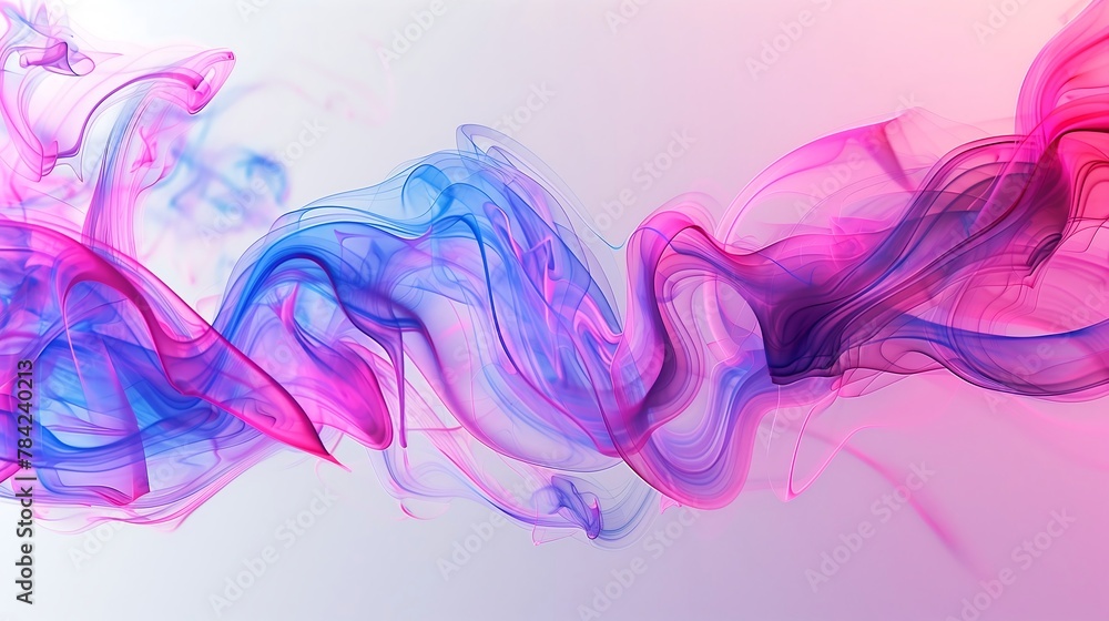 neon smoke tendrils twisting and coiling around each other on a white canvas