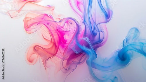 neon smoke tendrils twisting and coiling around each other on a white canvas