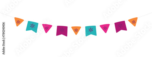 Cinco de mayo flag element. Cinco de mayo flags. Party colorful perspective flag isolated on transparent background