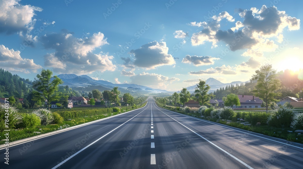 Naklejka premium photorealistic highway on town background Generated with Ai tools