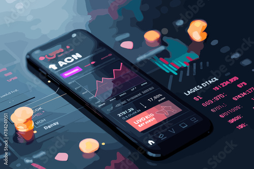 Secure mobile banking app interface with cryptocurrency trading features and digital wallet photo