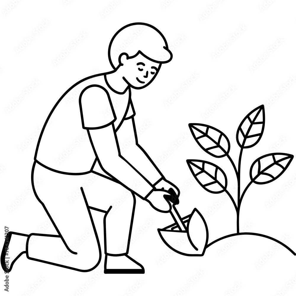 create an image of a volunteer helping to plant trees with solid black and white color
create an image of a volunteer helping to plant trees with solid black and white color