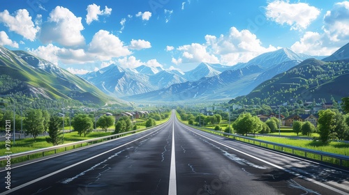 photorealistic highway on town background Generated with Ai tools