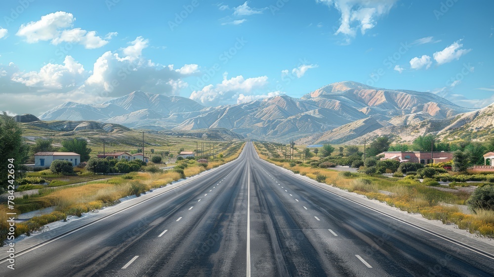 photorealistic highway on town background Generated with Ai tools