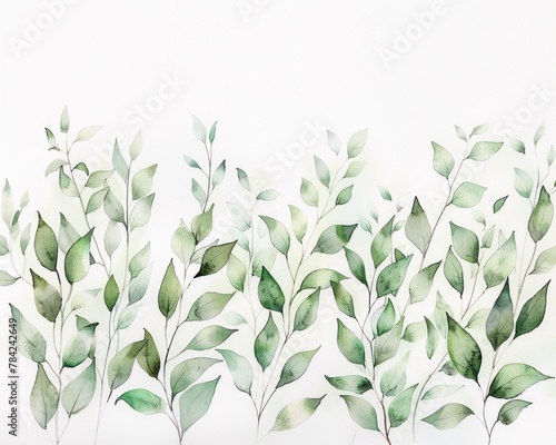 A watercolor arrangement of tiny tender leaves