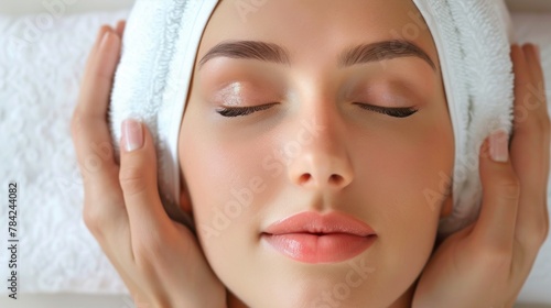 Relaxed beauty facial portrait.